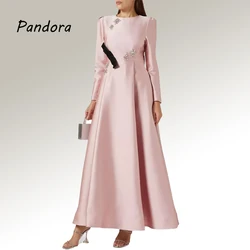 Pandora Women's formal Occasion dress Round neck Long sleeve A-line crystal bow ankle-length wedding birthday party evening gown