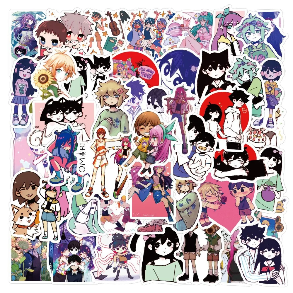 10/60Pcs Game Omori Stickers Anime Decal Waterproof Graffiti Skateboard Motorcycle Laptop Sunny Basil Cartoon Sticker for Kid