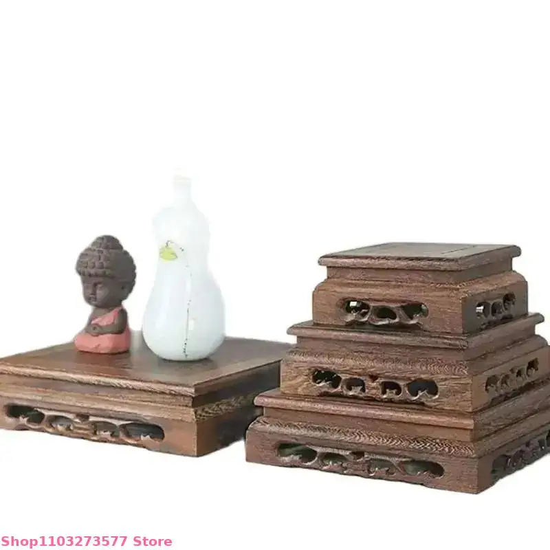 Solid Wood Table Shaped Incense Burner Frame Home Decoration Frame Display Tea Set Flower Pot Plant Frame Zen Buddha Statue Base