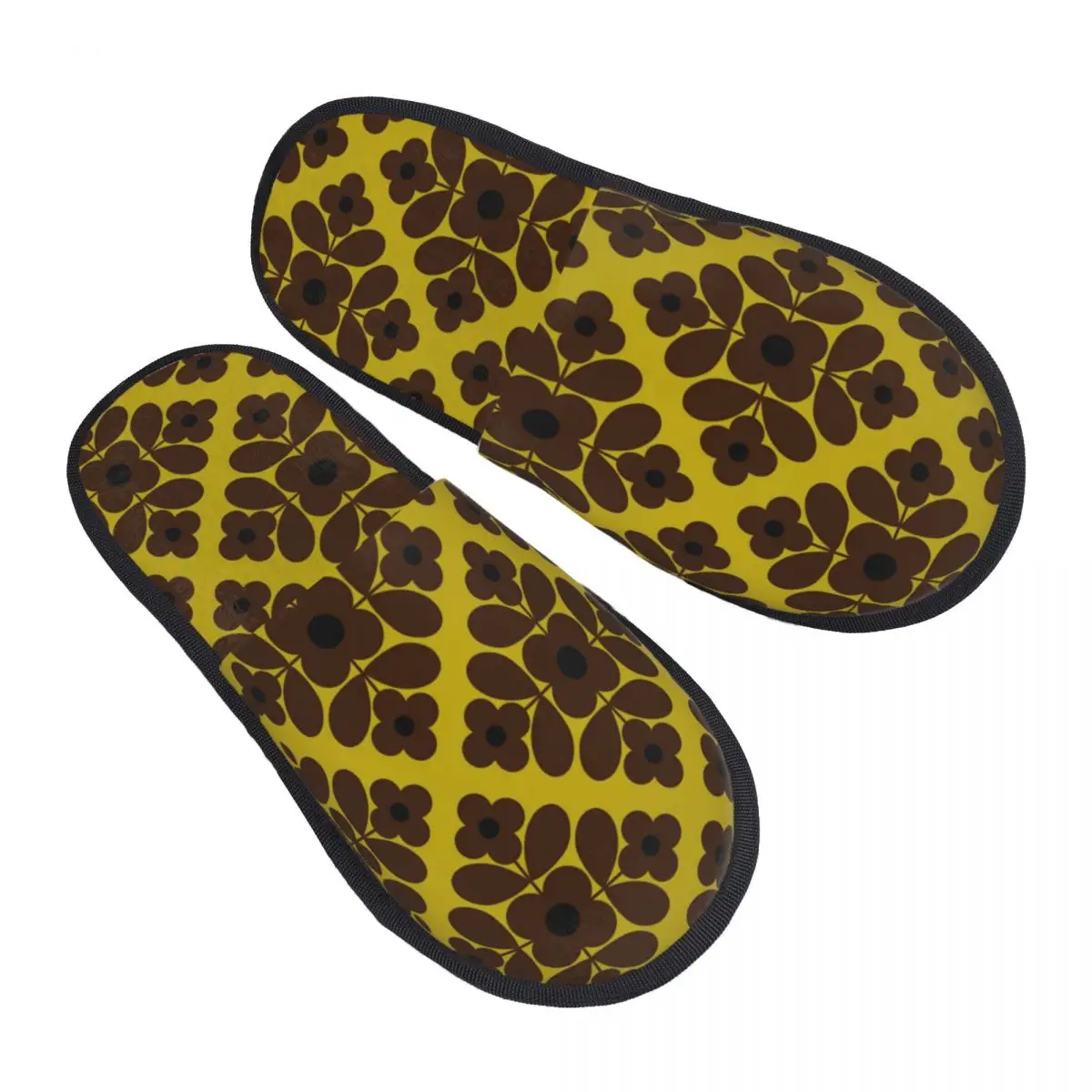 Print Women Flower Tile Chartreuse Pattern House Slippers Soft Warm Orla Kiely Memory Foam Fluffy Slipper Indoor Outdoor Shoes