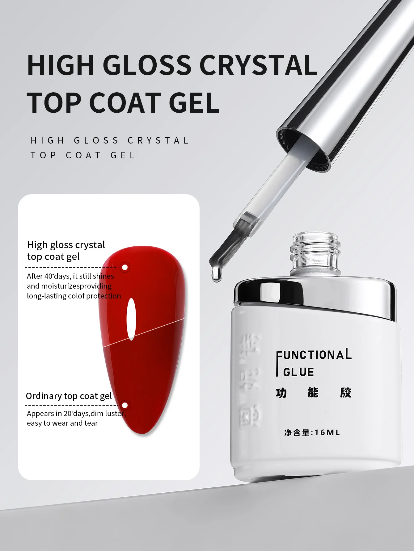 16 مللي معطف فوقي لامع تألق النهاية طويلة الأمد نقع قبالة مسمار واضح الأشعة فوق البنفسجية مسمار مصباح هلام ل هلام طلاء الأظافر صالون مسمار الفن تصميم #1