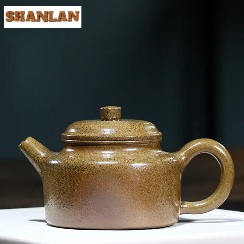 230ml Yixing Purple Clay Teapots Handmade Dezhong Pot Raw Ore Hyperthermy Section Mud Wood Burning Kettle Infuser Zisha Tea Set