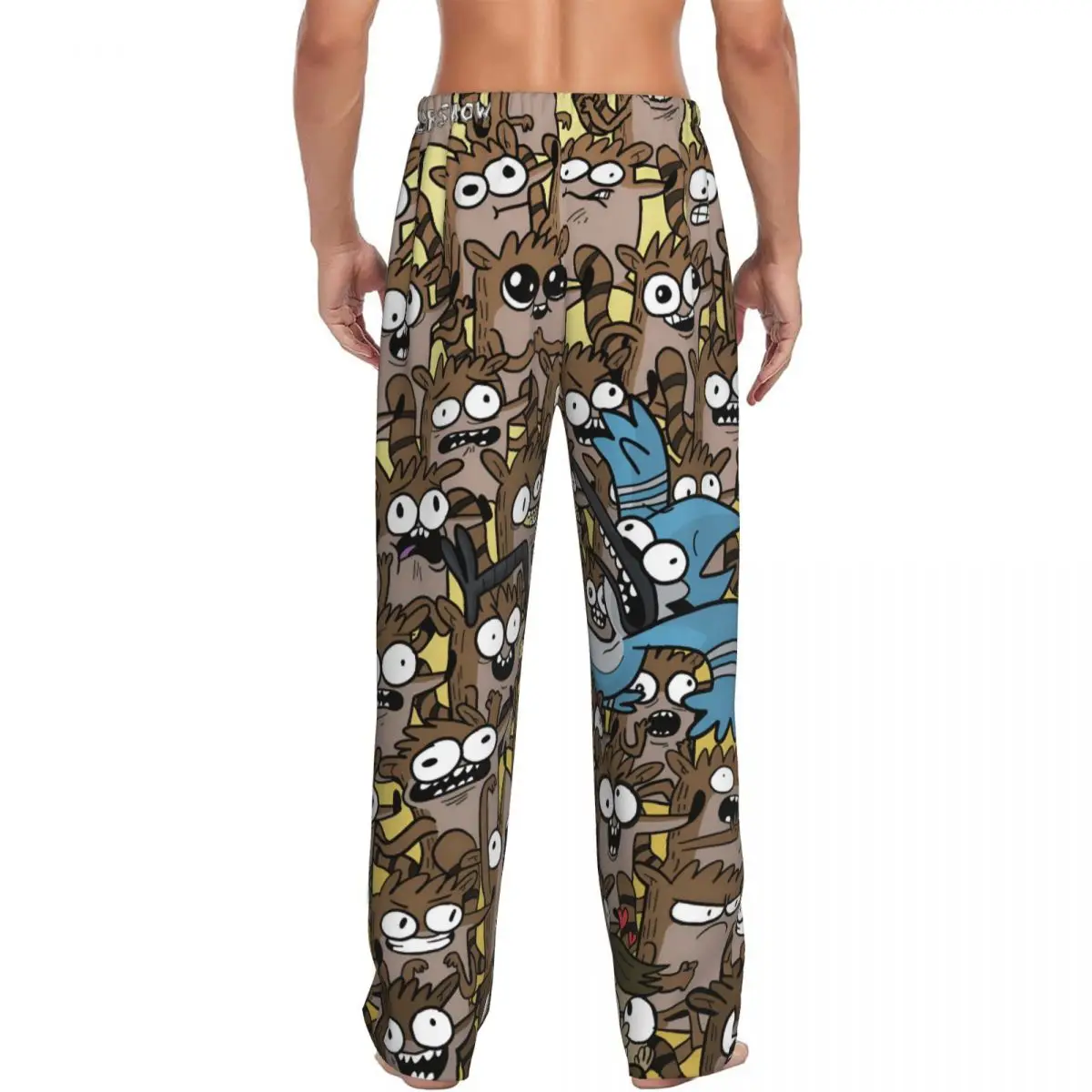 سروال بيجامة مخصص للرجال على شكل حرف R مطبوع عليه رسوم كرتونية مضحكة ملابس نوم مع جيوب