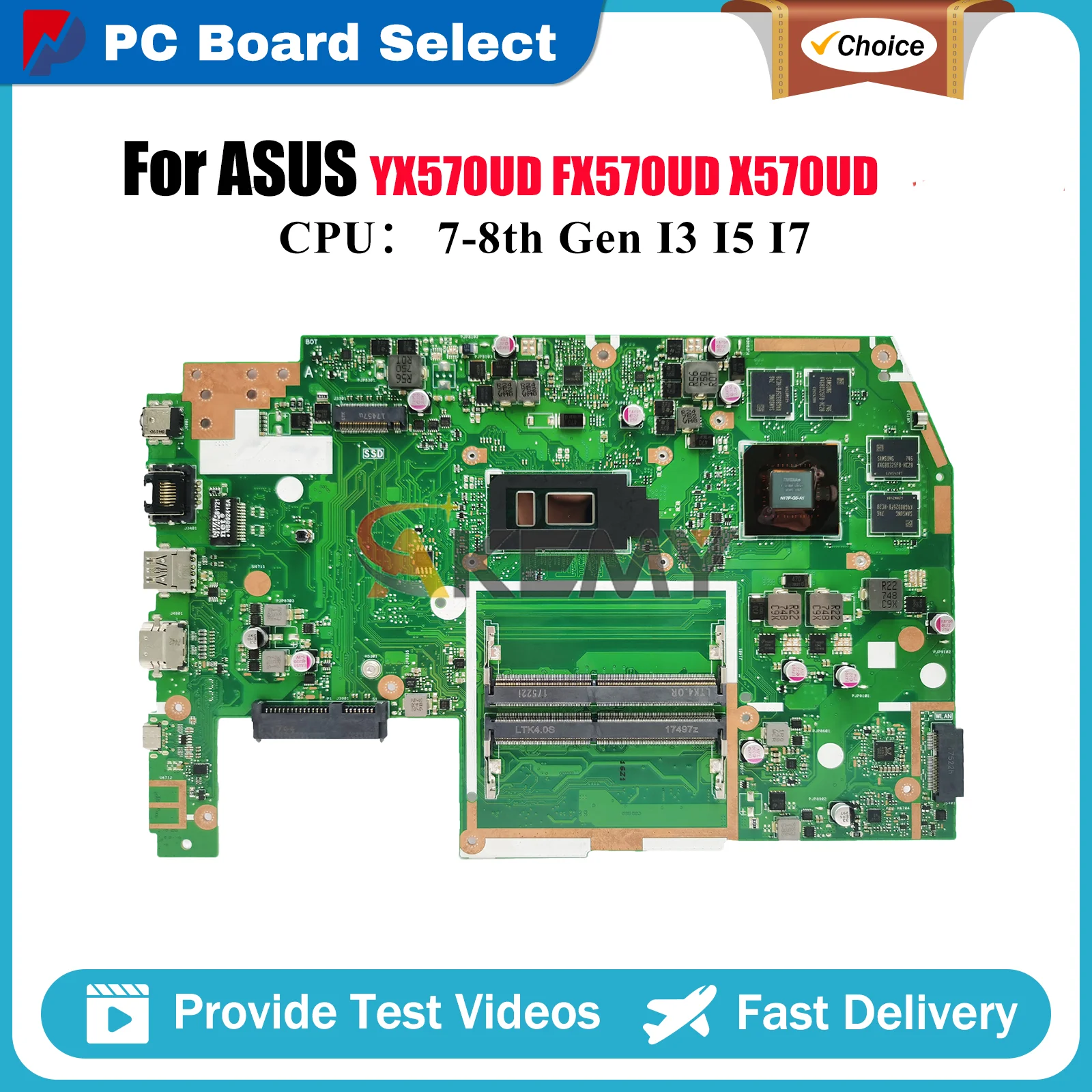 

X570UD Laptop Motherboard For ASUS VivoBook X570U X570UD FX570UD YX570UD Notebook Mainboard With I3 I5 I7 CPU 100% tests OK stk