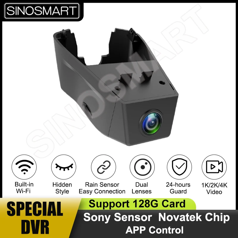 SINOSMART Novatek 1080P Dash Car Wifi DVR Camera for Volvo XC90 2022 Control by App Dual Camera Optional