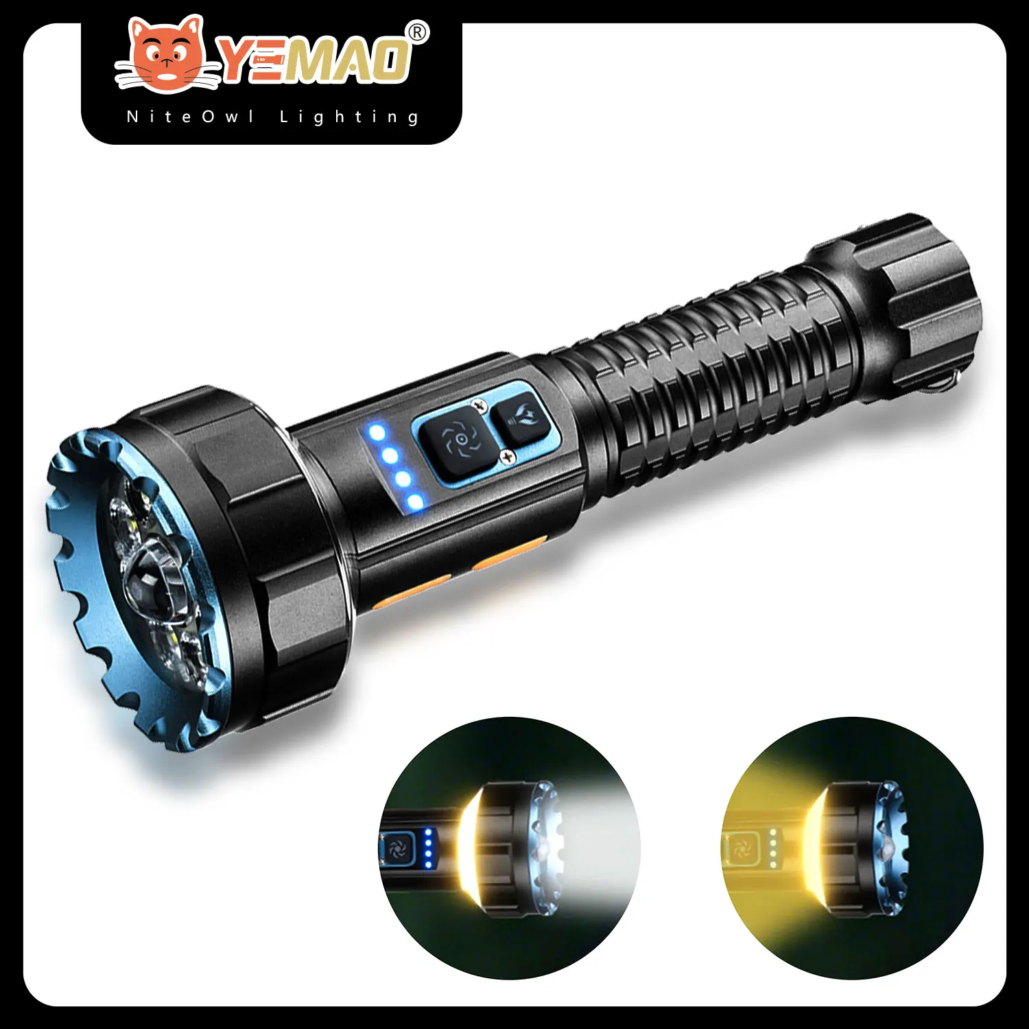 

YEMAO F609X 2000LM Flashlight 21700 Battery Rechargeable Waterproof LED+COB Bidirectional Lighting Camping Torch with Magnetic