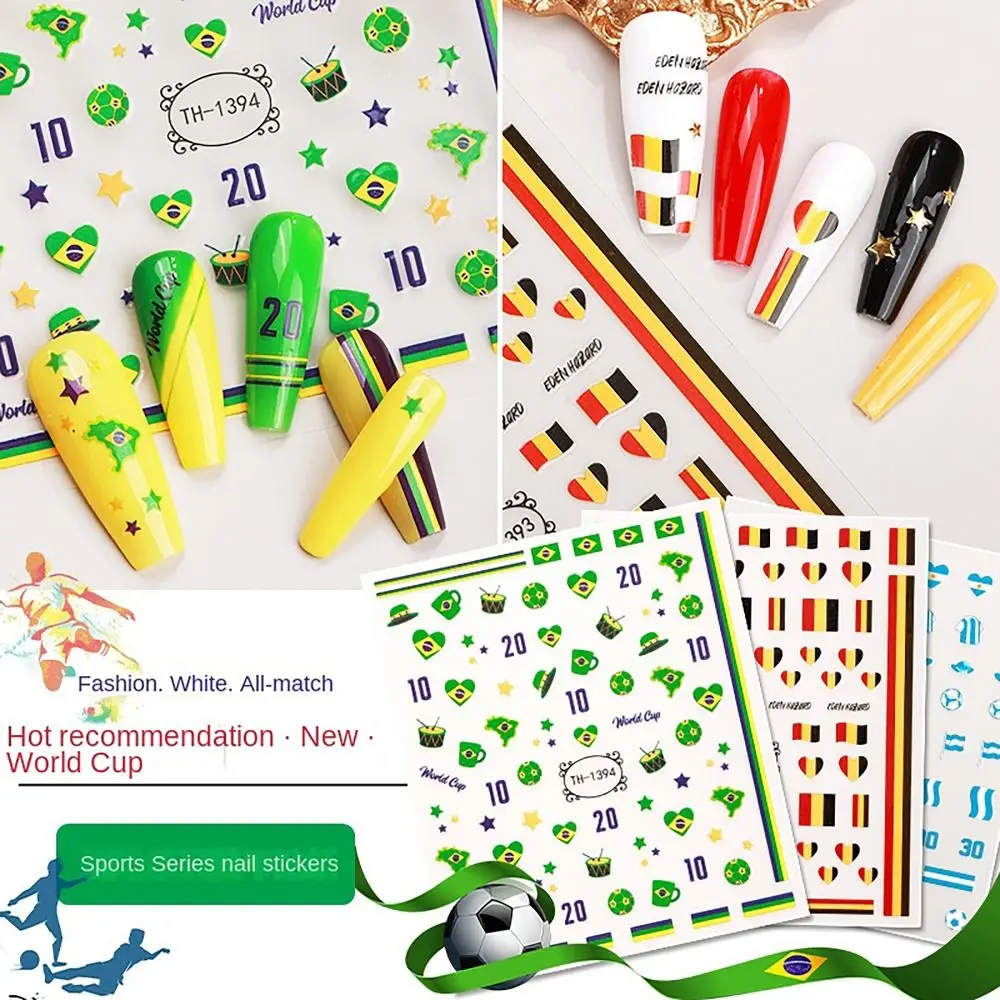 Fashion Soccer Soccer Nail Art Stickers Flag Manicure Decor Gel Nail Stickers INS Style Flag Nail Sticker Party Decor