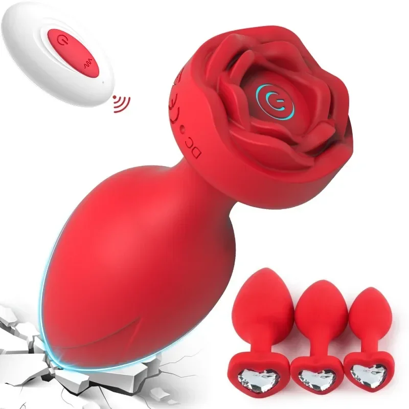 

App Remote Control Vibration Anal Plug Rose Anal Plug Back Court Set Masturbation Sex Toys, Butt Plug Portable Massager