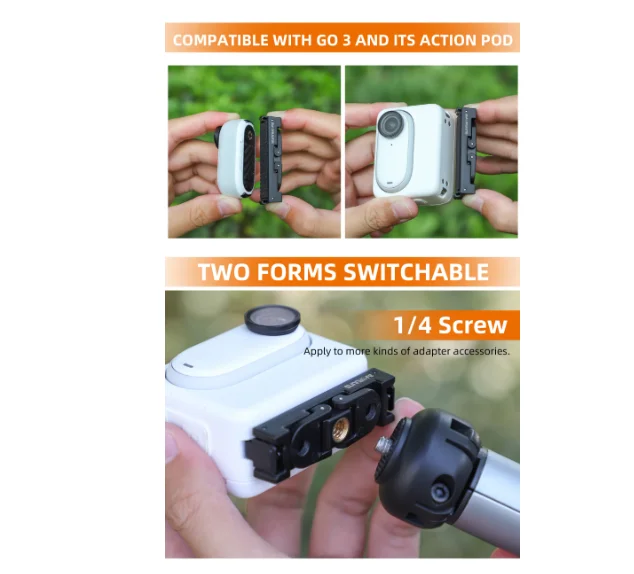 Sunnylife Magnetic Quick Release Adapter For Insta360 GO3/3S ABS Thumb Camera Durable Quick Release Adapter Mount Brackets