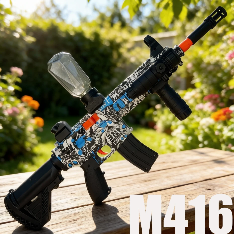 

Игрушечный пистолет M416 для мальчиков, стреляет пульками 7-8 мм, с плавной загрузкой, в комплекте фонарик и инфракрасный свет, модель для игр.