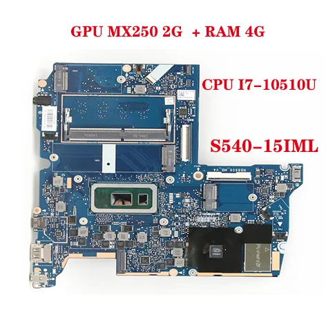 

For Lenovo ideapad S540-15IML laptop motherboard MB NB8606 with CPU I7-10510U RAM 4GB + GPU MX250 2G DDR4 100% full test send