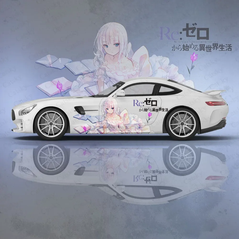 Emilia Re Zero Anime Girl Car Body Stickers Anime Itasha Car Side Decal Sticker Car Body Sticker Car Body Decoration Stickers