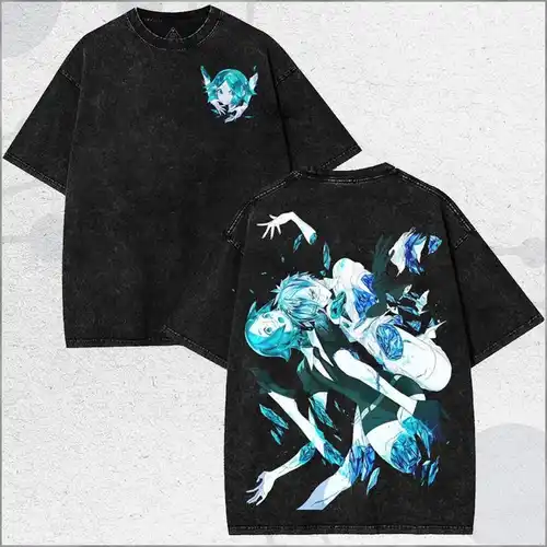 Imagen 1 del producto Camiseta lavada para amantes del anime Houseki no Kuni, ropa con personalidad, ropa holgada unisex para todo el año, camiseta de alta calidad, producto popular