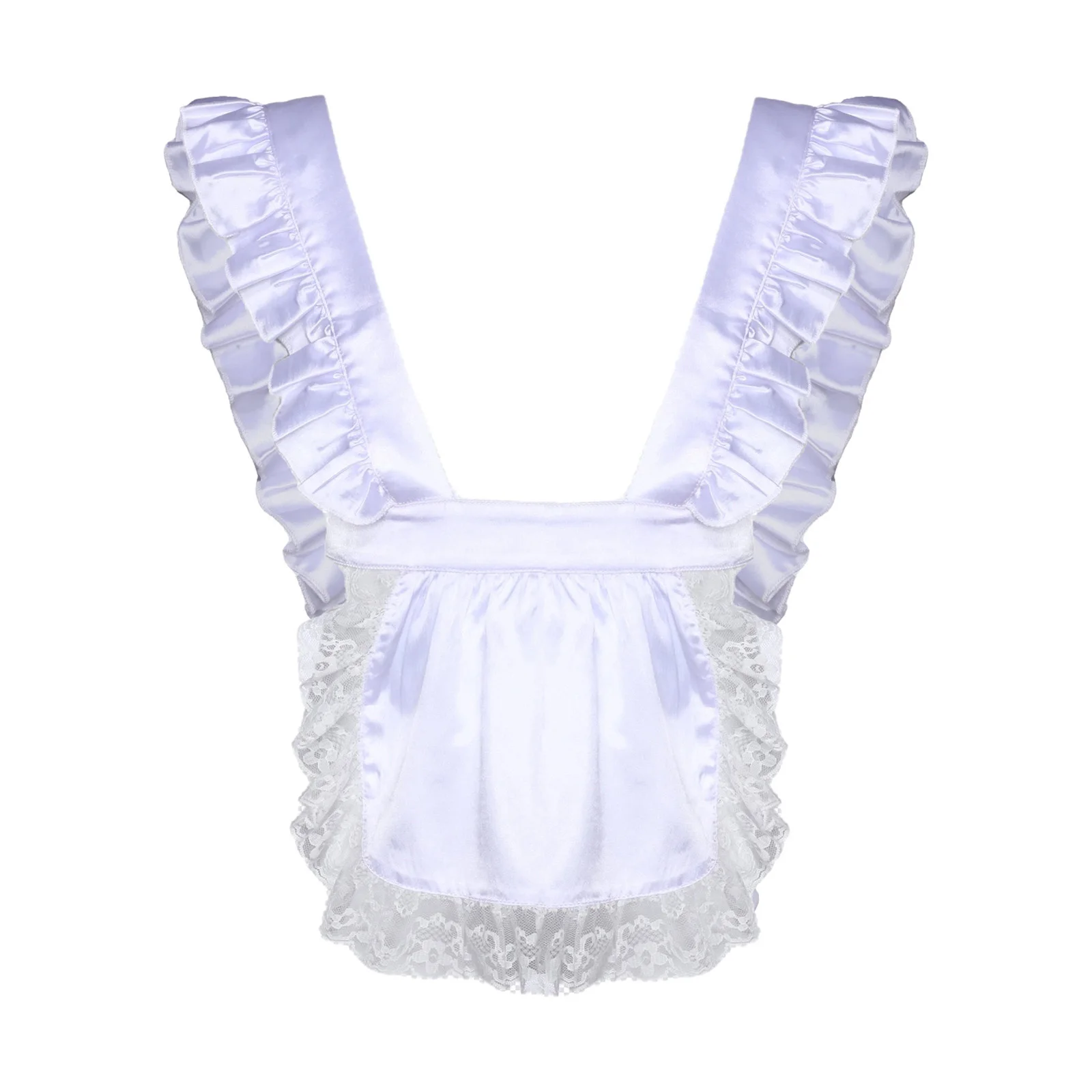 Girls Halloween Wonderland Princess Cosplay Costume Accessories Lace Ruffled Half Apron for Carnival Theme Party Masquerade view 2
