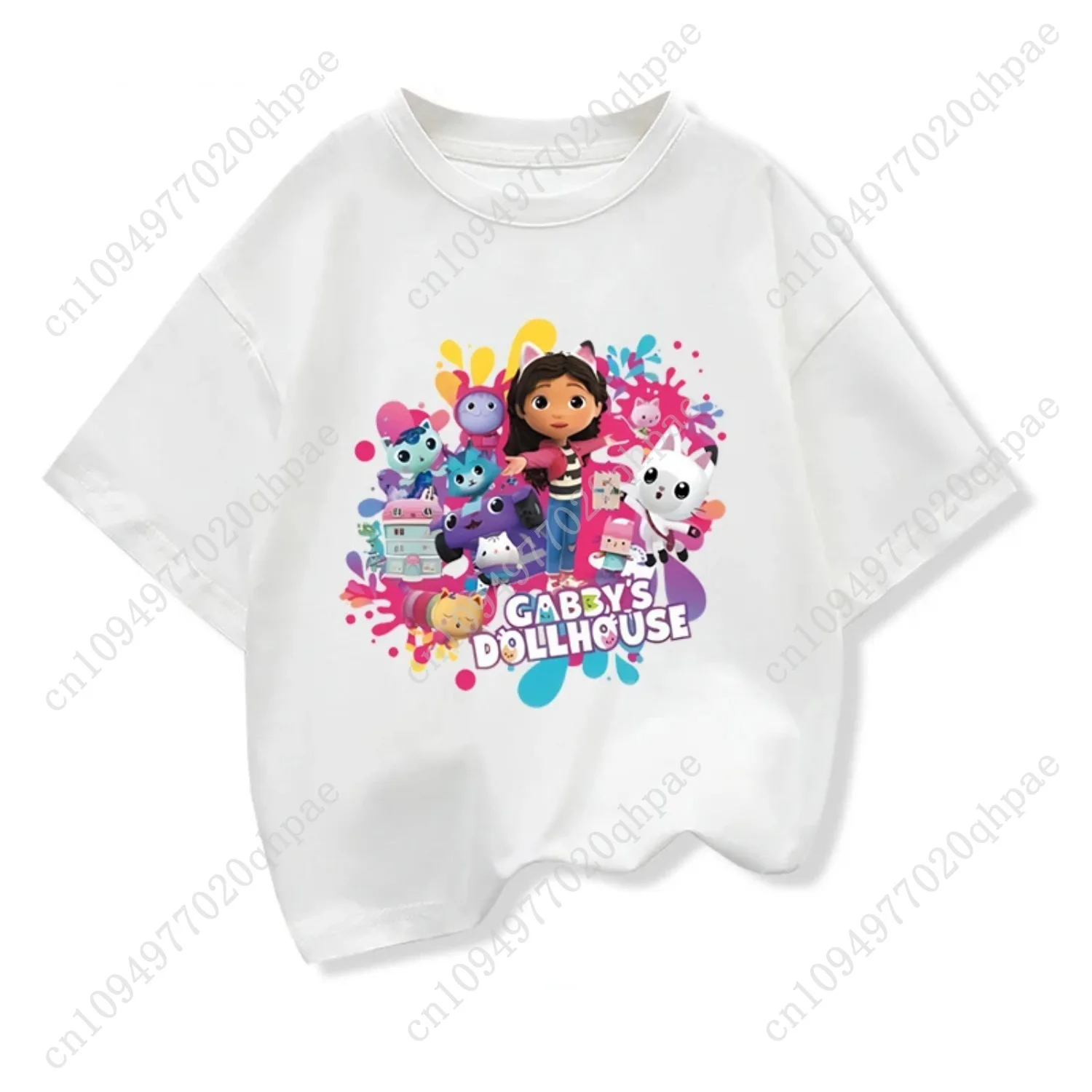 Camiseta de verano para niñas, camisetas de manga corta, camiseta de casa de muñecas Kawaii Gabbys para niñas, camisetas de gatos Gabby, ropa para niños