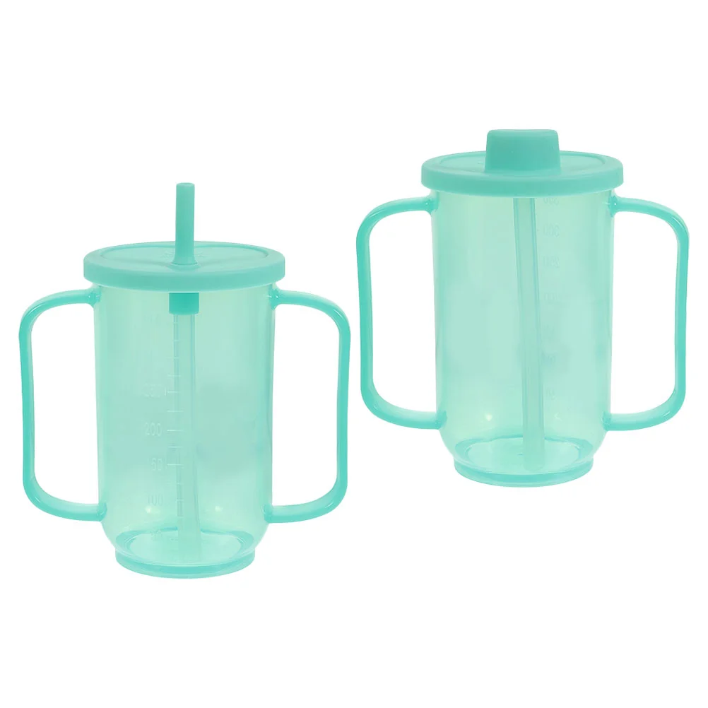 Elderly Care Cup No Spill Sippy Adult Cups for Adults Proof Hospital with Lid and Straw Handles Disabled Mugs Water