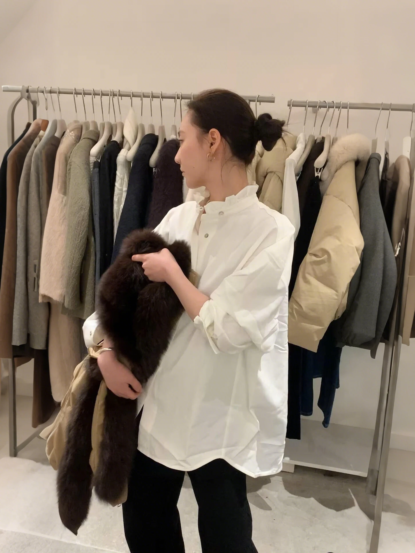 

Laid-ba Sle Long Sve irt женские свободные повседневные хлопковые и полиэстеровые воротники-стойки Design Sensation осень-зима irt