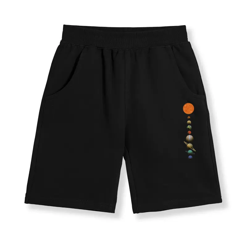 Boys New Summer Trousers Solar System Design Sports Shorts Children Loose Cotton Short Pants 3-14Y Unisex Clothes