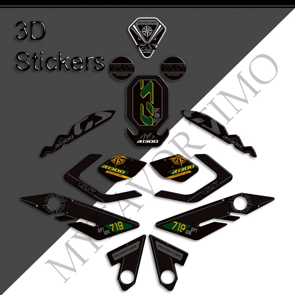 

For BMW R1300 R 1300 GS ADV R1300GS Adventure 3D Stickers Motorcycle Tank Pad Gas Fuel Knee Fairing Fender Protector Stickers