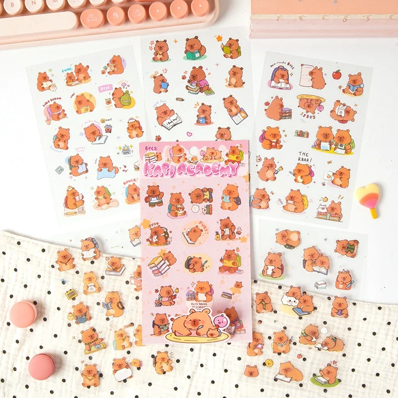 24pack/lot Kawaii Capybara Stickers Cute Scrapbooking DIY Diary Decorative Stationery Sticker Album Stick Label