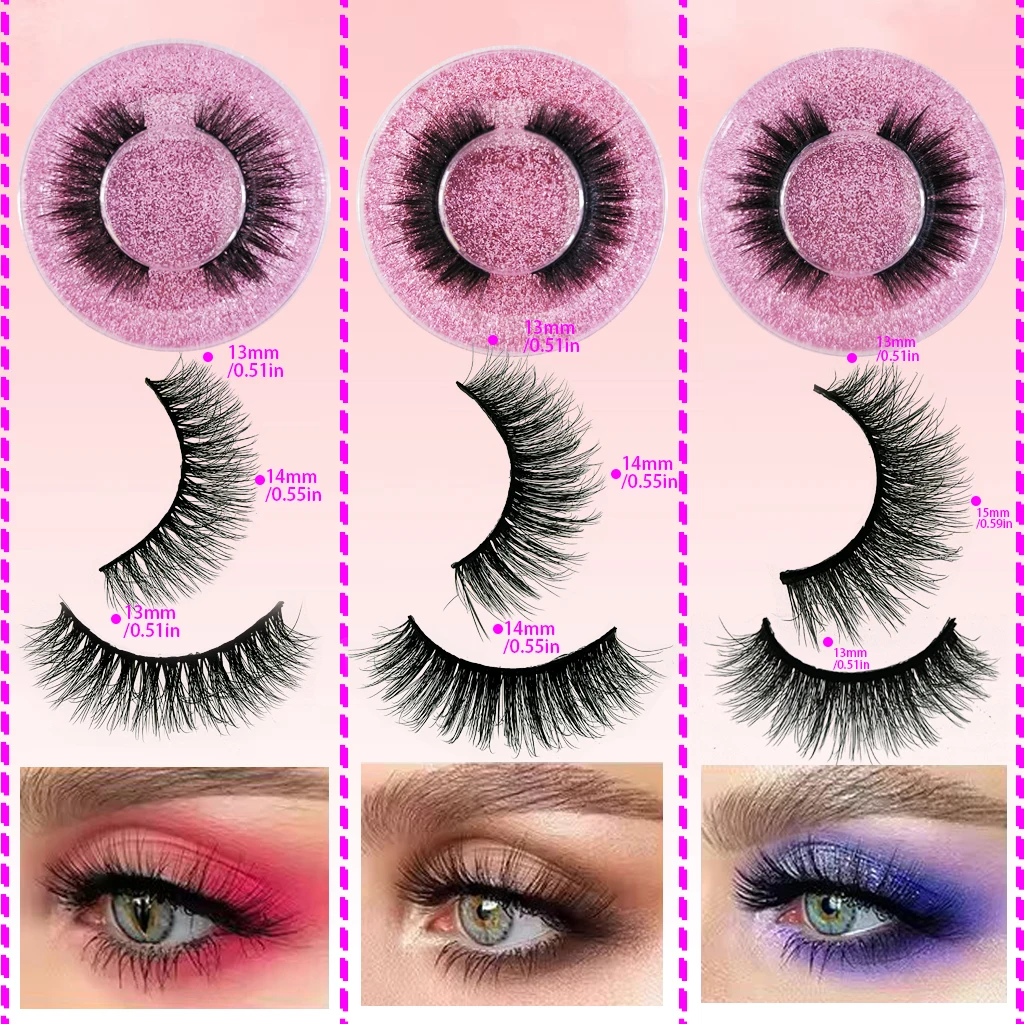 20 Pairs 3D Mink Lashes Cat Eyelashes Fluffy Wispy Volume Lashes Natural Feathery Effect Lightweight Flexible Band Fake Lashes