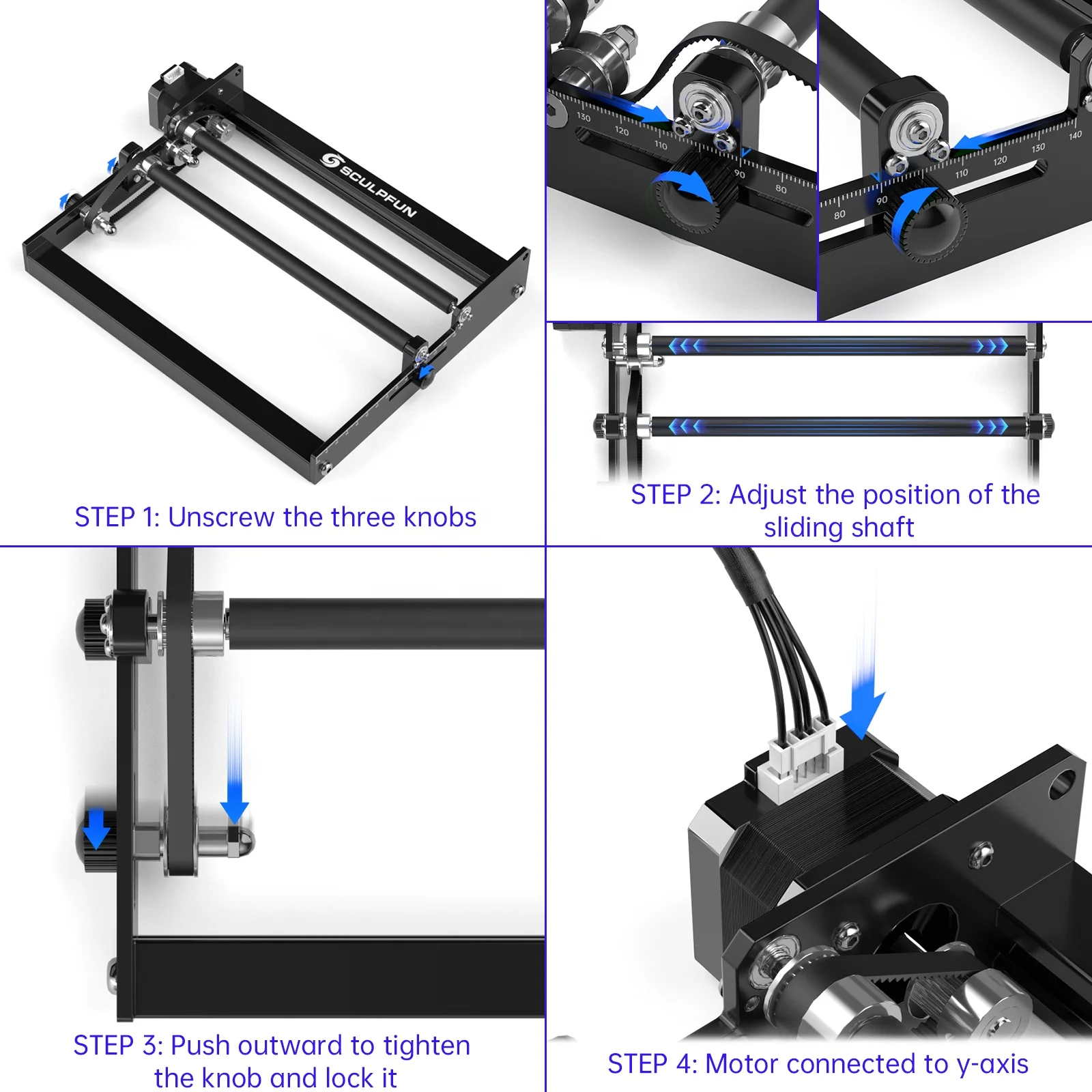 SCULPFUN Laser Rotary Roller Laser Engraver Y-axis Rotary Roller with 360 Rotating for laser Engraving Cylindrical Objects Cans