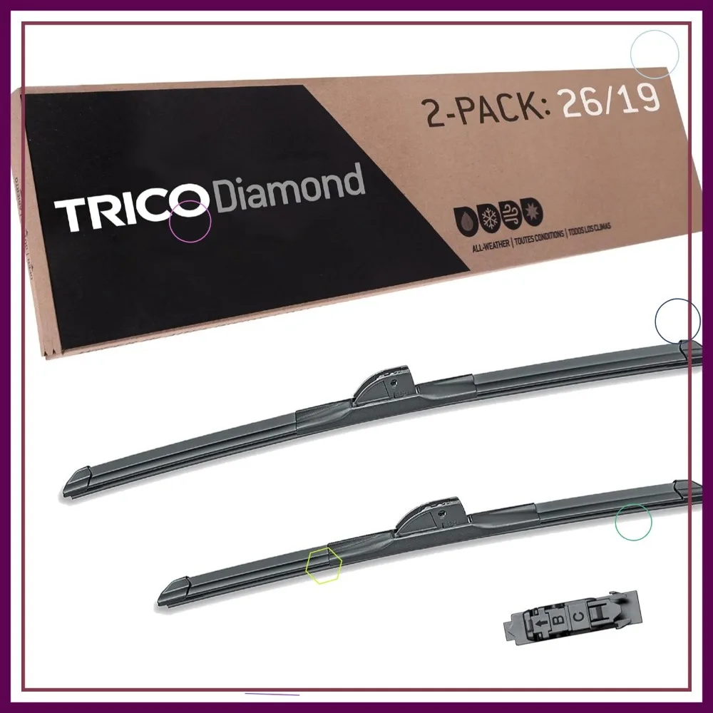 

Высокопроизводительные всепогодные щетки стеклоочистителя, упаковка из 26 и 19 дюймов, упаковка из 2 шт., простая установка для выбора транспортных средств