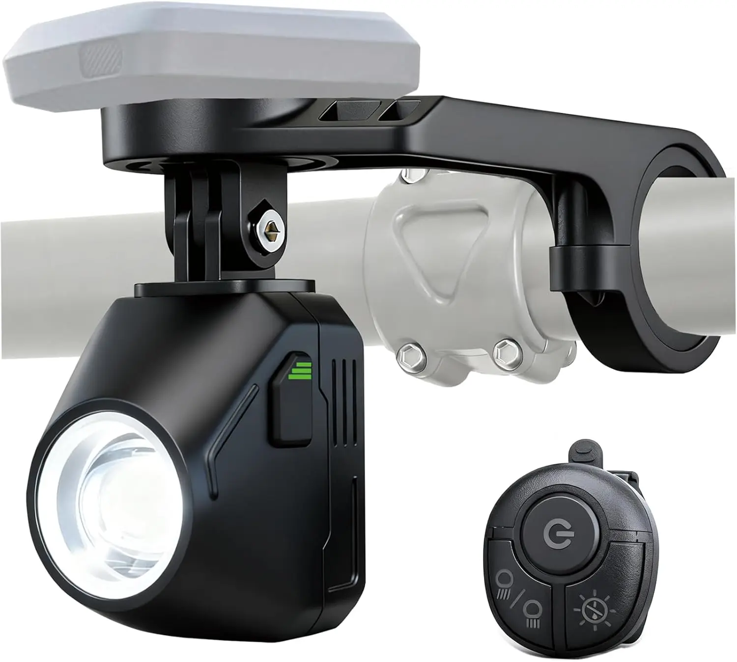 

1600 Lumen Rechargeable Bike Light, IP66 Waterproof, Remote Control, Under-mounted Headlight with Low/High Beam
