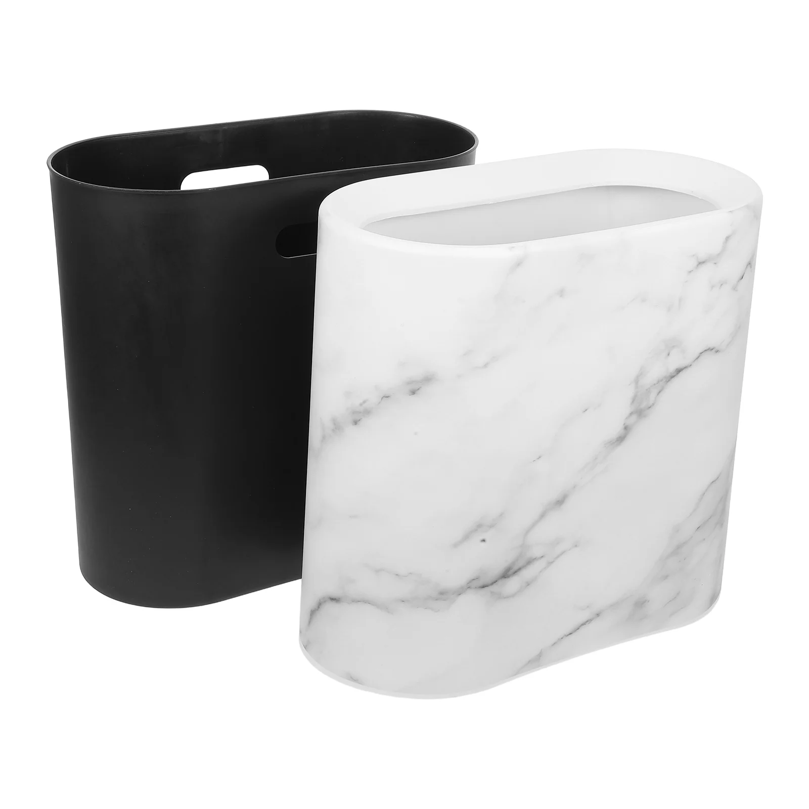 

Narrow Trash Can Marble Design Kitchen Bedroom Living Room Bathroom Garbage Bin Easy Clean Moderate Capacity Wastebasket Home
