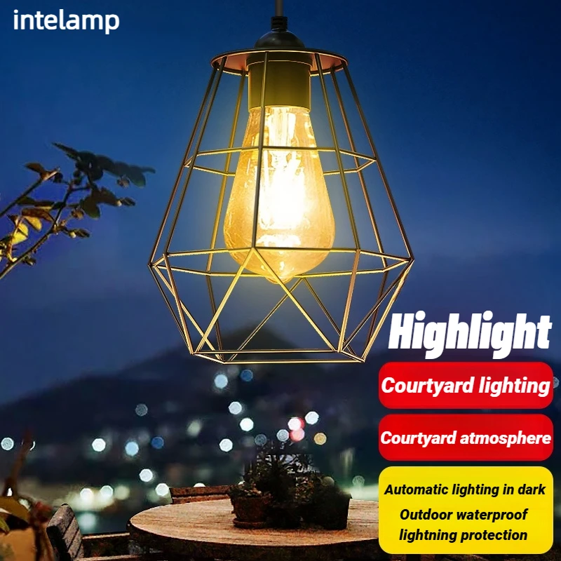 

Solar Shed Lights Outdoor Indoor, Led Dusk to Dawn Battery Powered Pendant Lights, Waterproof Solar Hanging lamp for Garden Yard