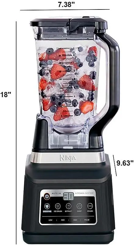 Ninja Pro Plus Kitchen System, 1400W, 5 In1: Smoothies, Chop, Dough, Auto Iq, 72Oz Blender Pitcher, 64Oz Processor Bowl, 2X32Oz