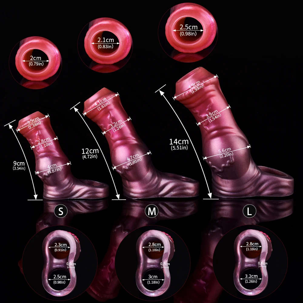 NNSX 3 Sizes Fantasy Horse Penis Sleeve Silicone Cock Enlargement Multi-color Hollow Dildo Cover Delay Ejaculation Male Sex Toy - view 2