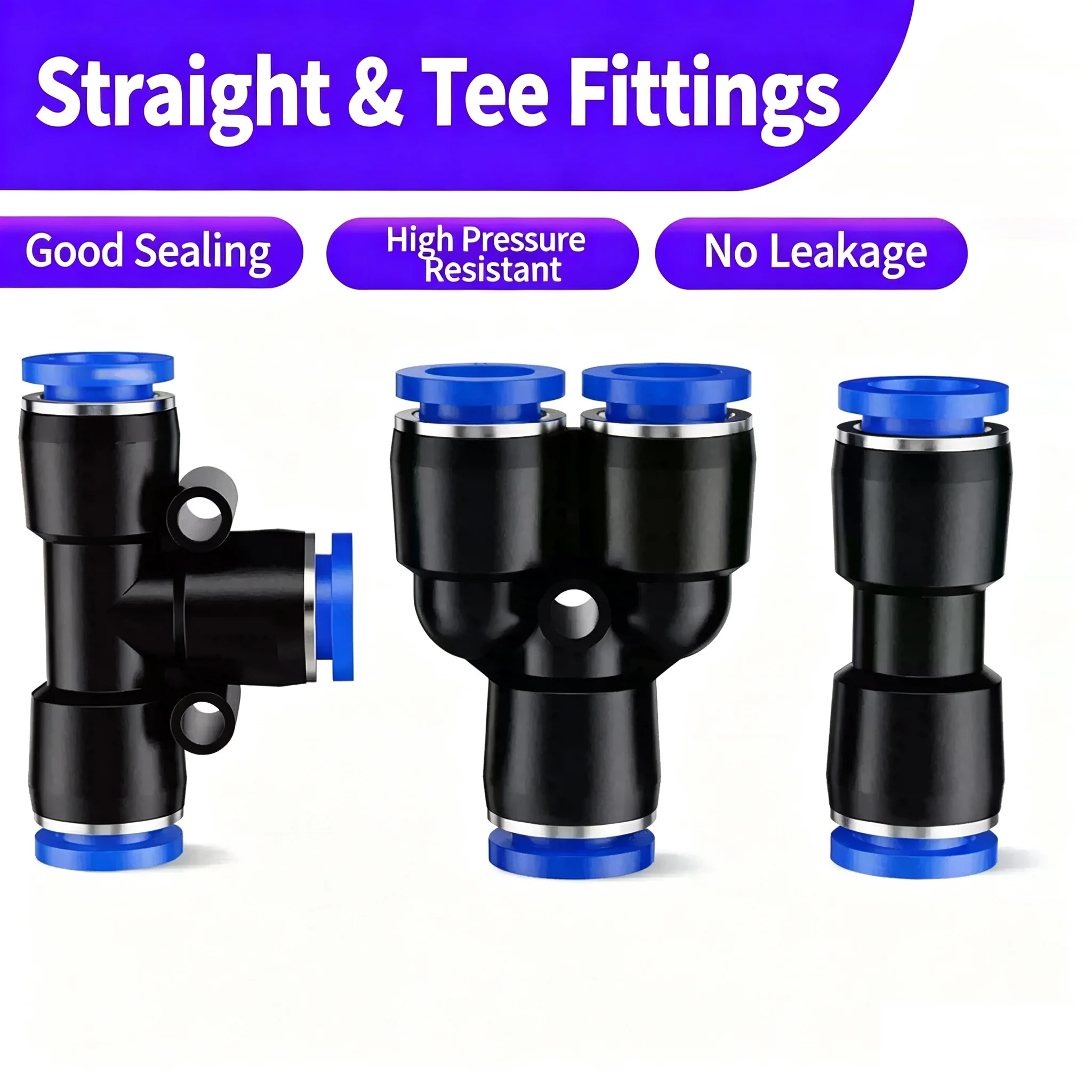 Pneumatic Fitting Fittings Quick Connector Air Water Hose Tube Connectors Plastic PU PY 4mm 6mm 8mm 10mm 12mm Push Into Plug