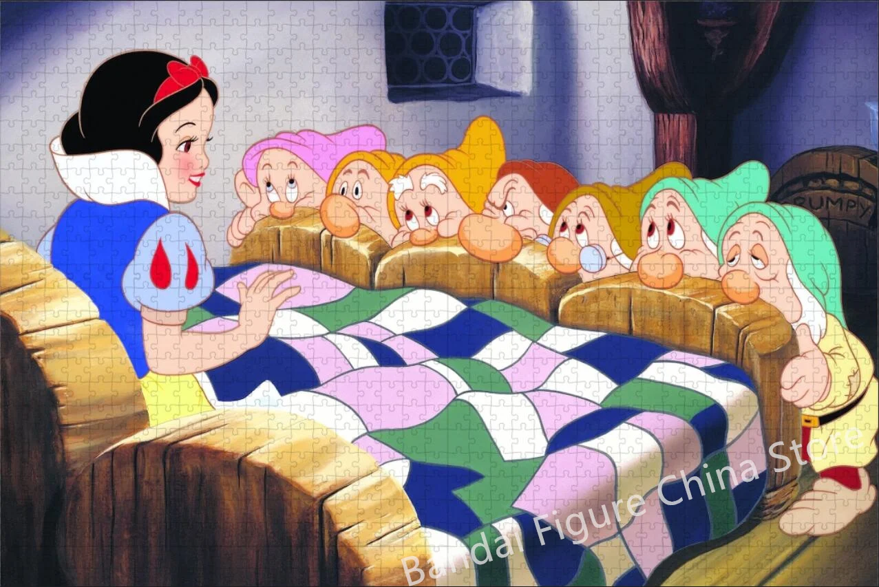 Snow White and The Seven Dwarfs Cartoon Diy Jigsaw Puzzle Disney Princess Anime Print Puzzles for Adult Educational Game Gifts