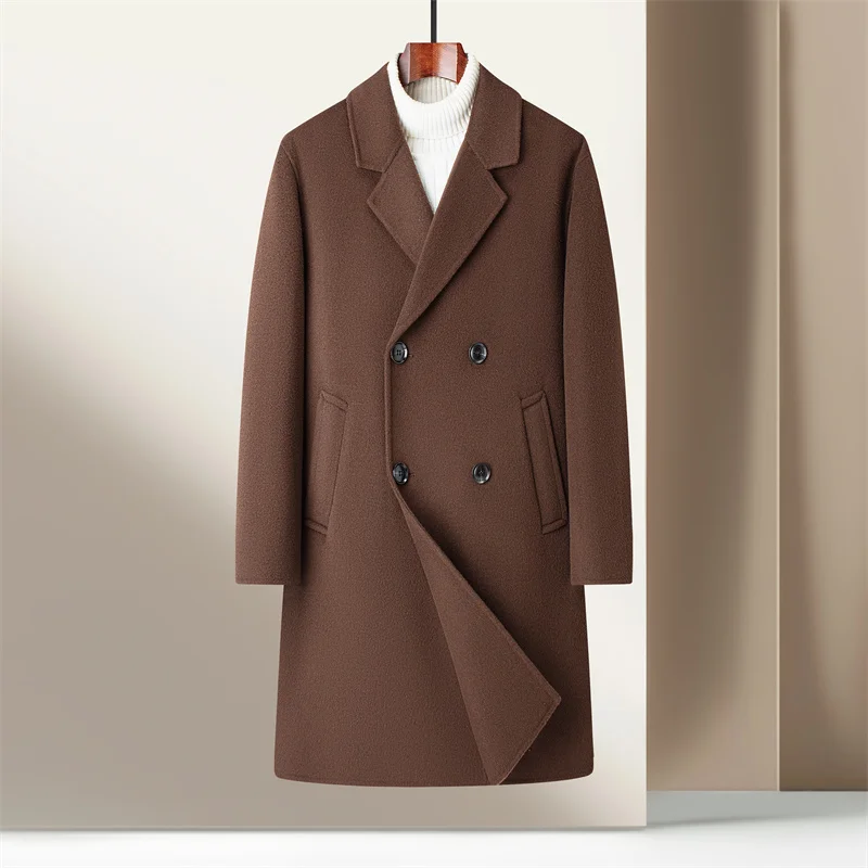 

Сделано вручную осенью и зимой 2025 года. Для мужского делового и повседневного пальто. Двустороннее шерстяное пальто средней длины.