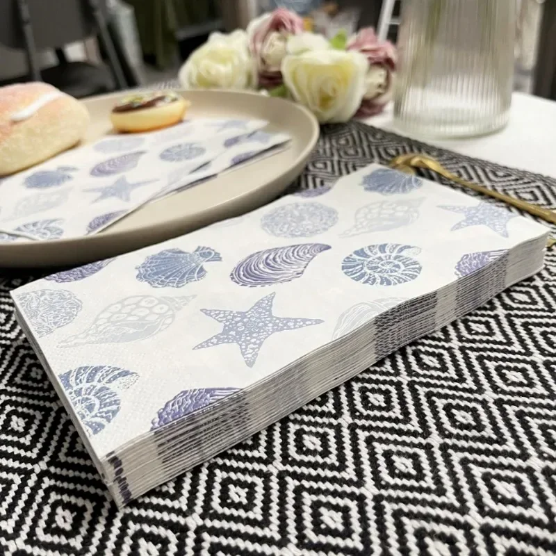 pcs 33*40cm 3-Ply Ocean Collection Starfish Print Rectangle Paper Napkins Party Print Paper Placemat Butterfly Bone Bart Paper