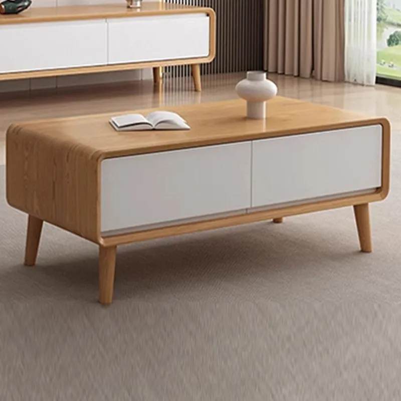 T014 Solid Wood Coffee Table For Living Room Elegant Modern Minimalist Tea Station Suitable For Small & Large Households