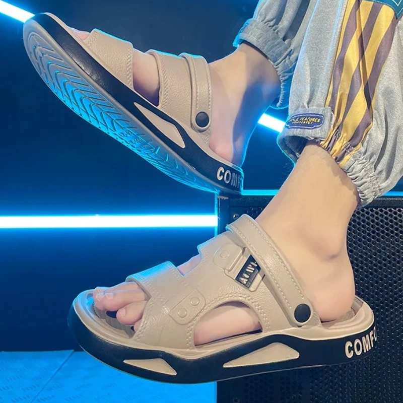 

Летние сандалии из ЭВА, мужские модные тапочки, домашние легкие мягкие нескользящие мужские сандалии на плоской подошве, уличные пляжные сандалии с открытым носком