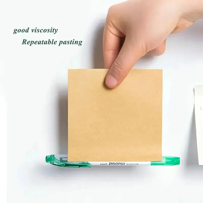 3 Packs Kraft Paper Sticky Note Pad, Memo Note Pad With Grids Lines, Perfect for Memo Notes& Reminders