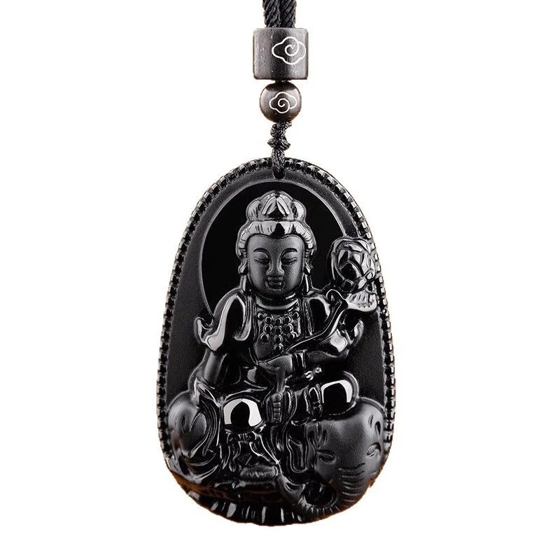 Natural obsidian zodiac Buddha pendant, ethnic style eight guardian deities necklace men and women 5