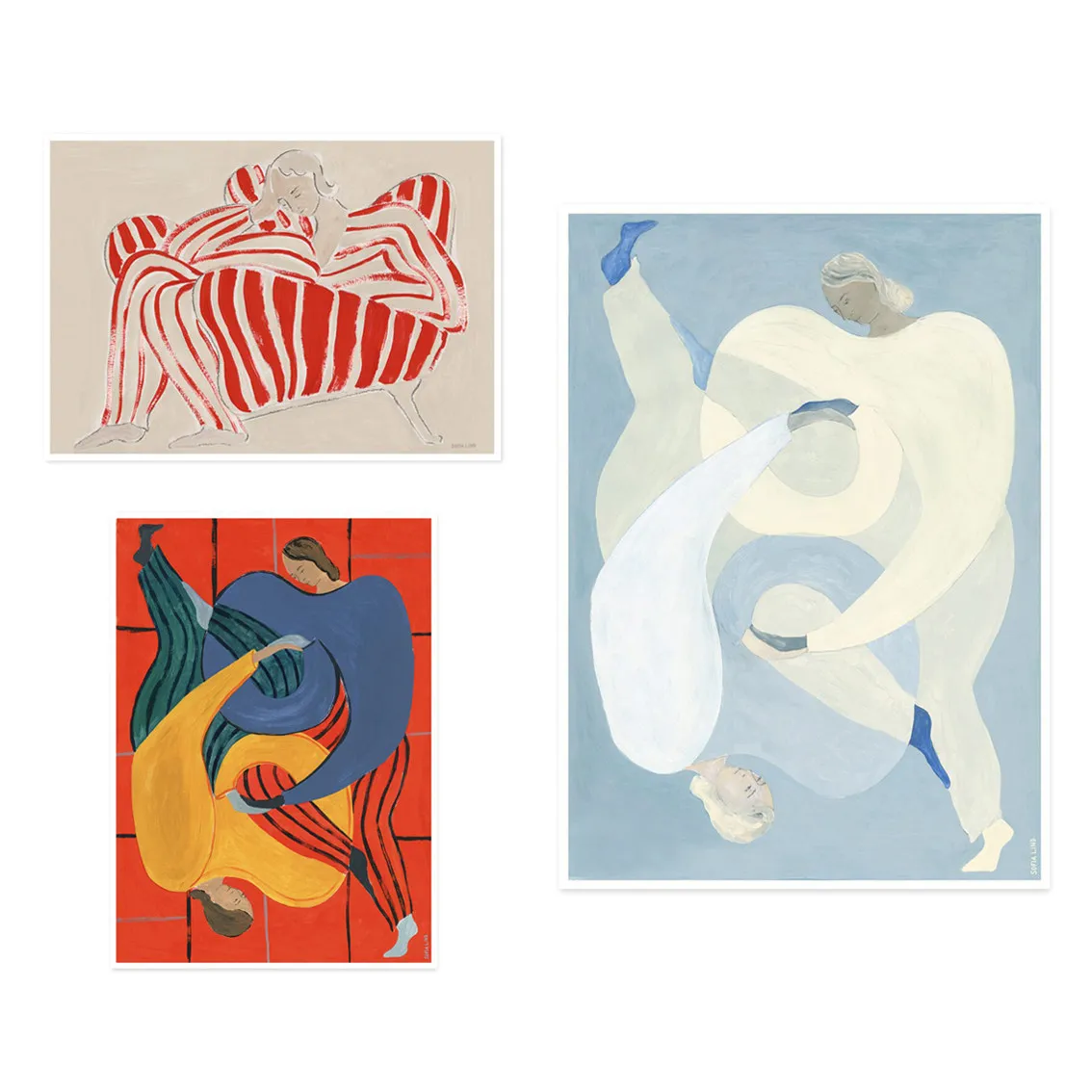 Soft Tone Abstract Figure Art Print Minimalist Frameless Canvas Core Wall Art for Living Room Bedroom Study Nook