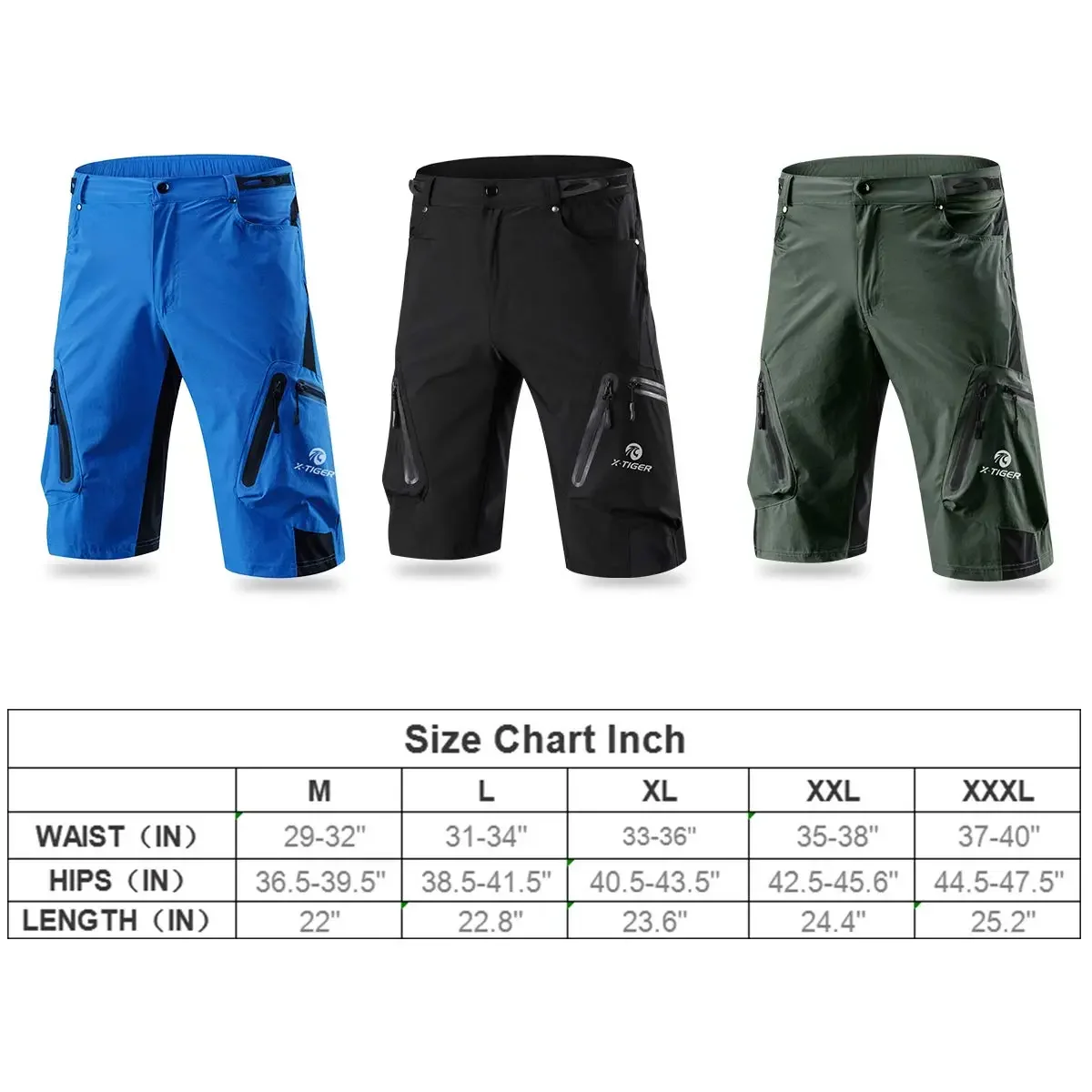 X-TIGER Mountain Bike Shorts Men\'s Summer Bicycle MTB Shorts Loose Fit Lightweight Outdoor Sports MTB Cycling Shorts