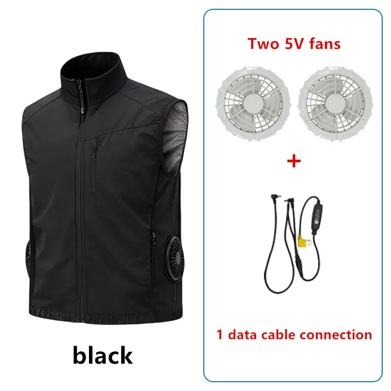 New Side Dual Fan Air Conditioning Vest Summer Outdoor Work Fishing Heatstroke Prevention Cooling Waistcoat（Excluding Power Bank