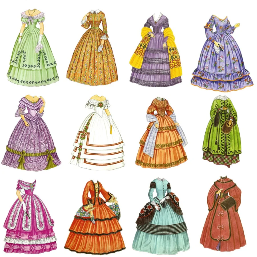 15Pcs/Pack Retro Palace Dresses Vintage Sticker DIY Craft Scrapbooking Album Journal Decorative Stickers