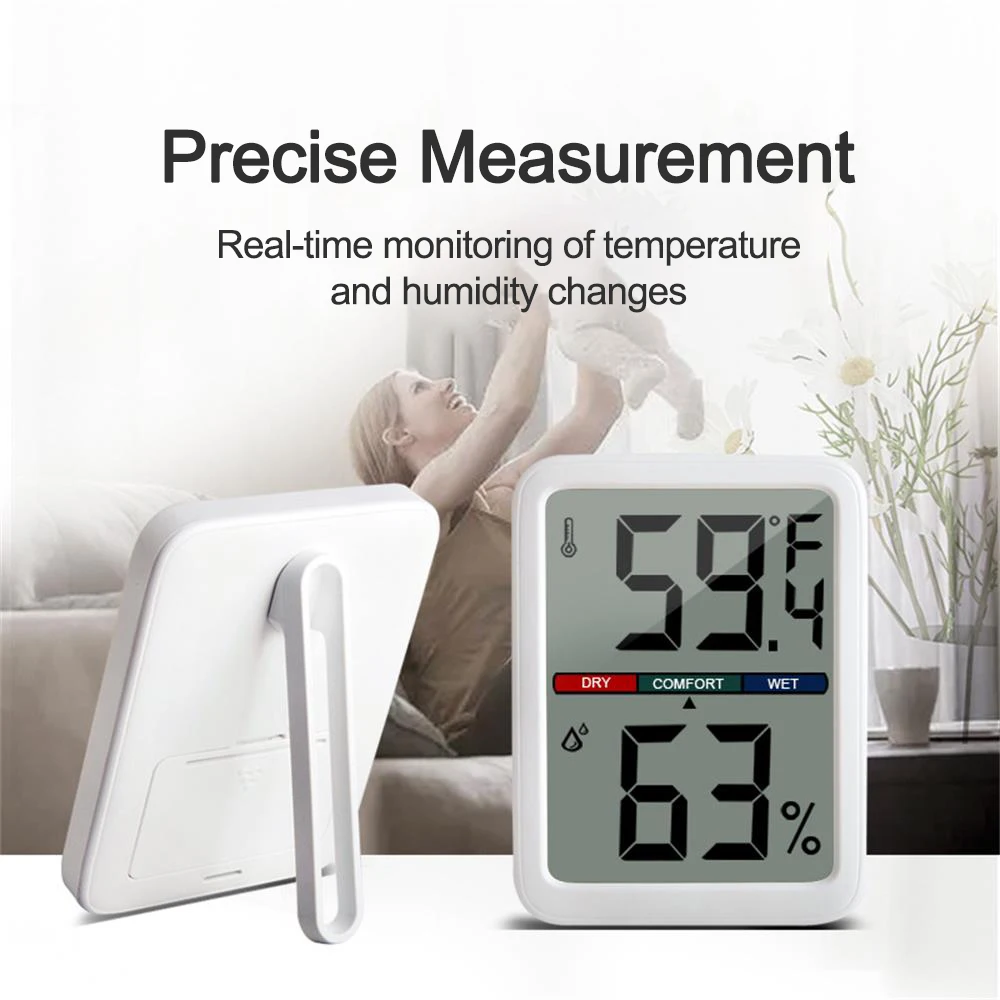 Termometer higrometer Digital LCD, pengukur suhu elektronik dalam ruangan dengan LCD untuk suhu