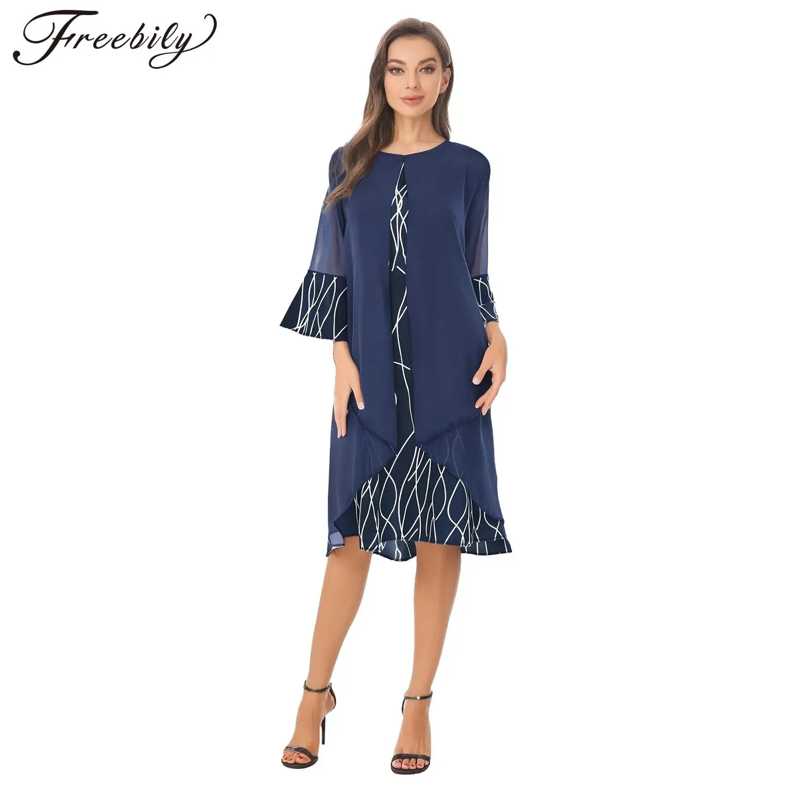 

Elegant Women Mother of The Bride Evening Dress Loose Dress Wedding Guest Gown for Banquet Pageant Ball Chiffon Party Dresses