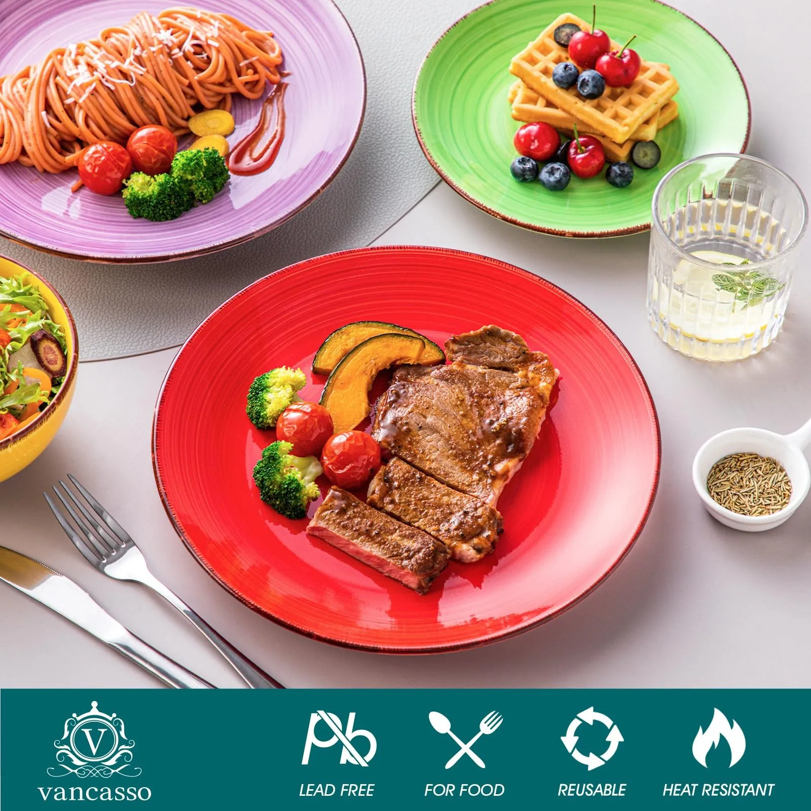 طقم أدوات مائدة سيراميك ملون مصنوع يدويًا من الخزف الحجري طقم أواني طعام 12 قطعة لتصميم حلزوني مجموعة أدوات المائدة الحديثة #5