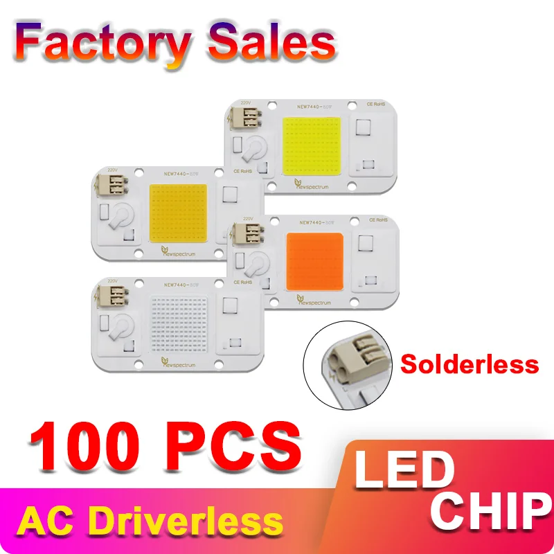 Factory Sale 100 pcs/lot Driveless Welding Free 220V Chip LED 50W Cob Module 20W 30W 230V 240V Led Diode Plates Lamp Floodlight