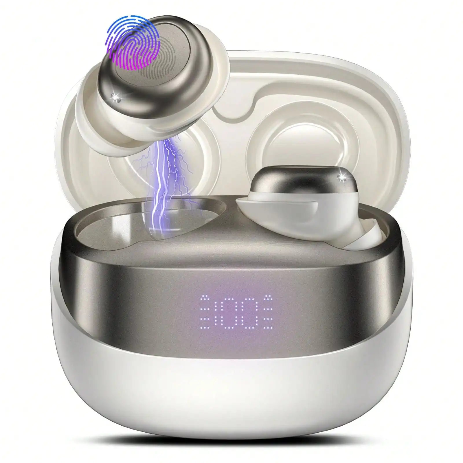 Sleep Earbuds Bluetooth 5.4 In Ear Light-Weight Headphones, Mini Sleep Headphones Small Design For Side Sleepers, 47H Playtime With Charging Case, Clear Calls Earphones, Haze Blue