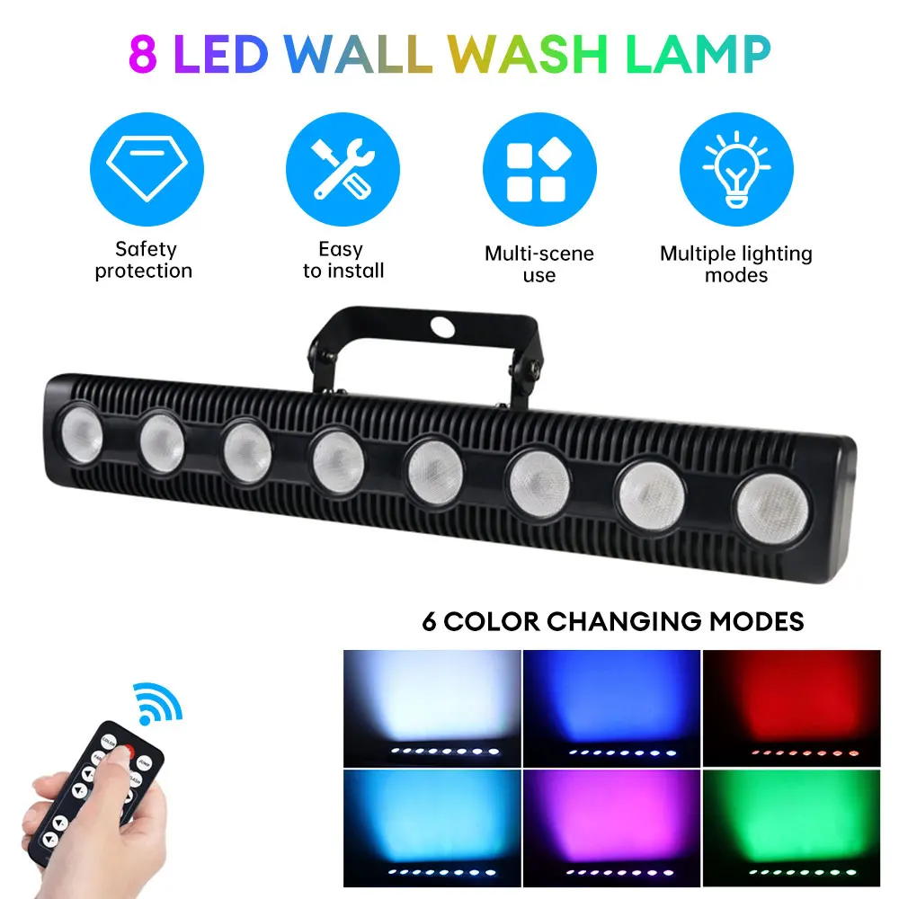 

8 LED 4 in 1 DMX Wall Wash Lamp DJ Disco Party Stage Light Effect for Dance KTV Bar Holiday Wedding Xmas Halloween Party Decor